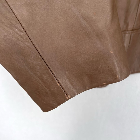 VINTAGE 80s Leather Jacket Womens Small Taupe Brown Cropped Julio De Rodriguez - Picture 16 of 16